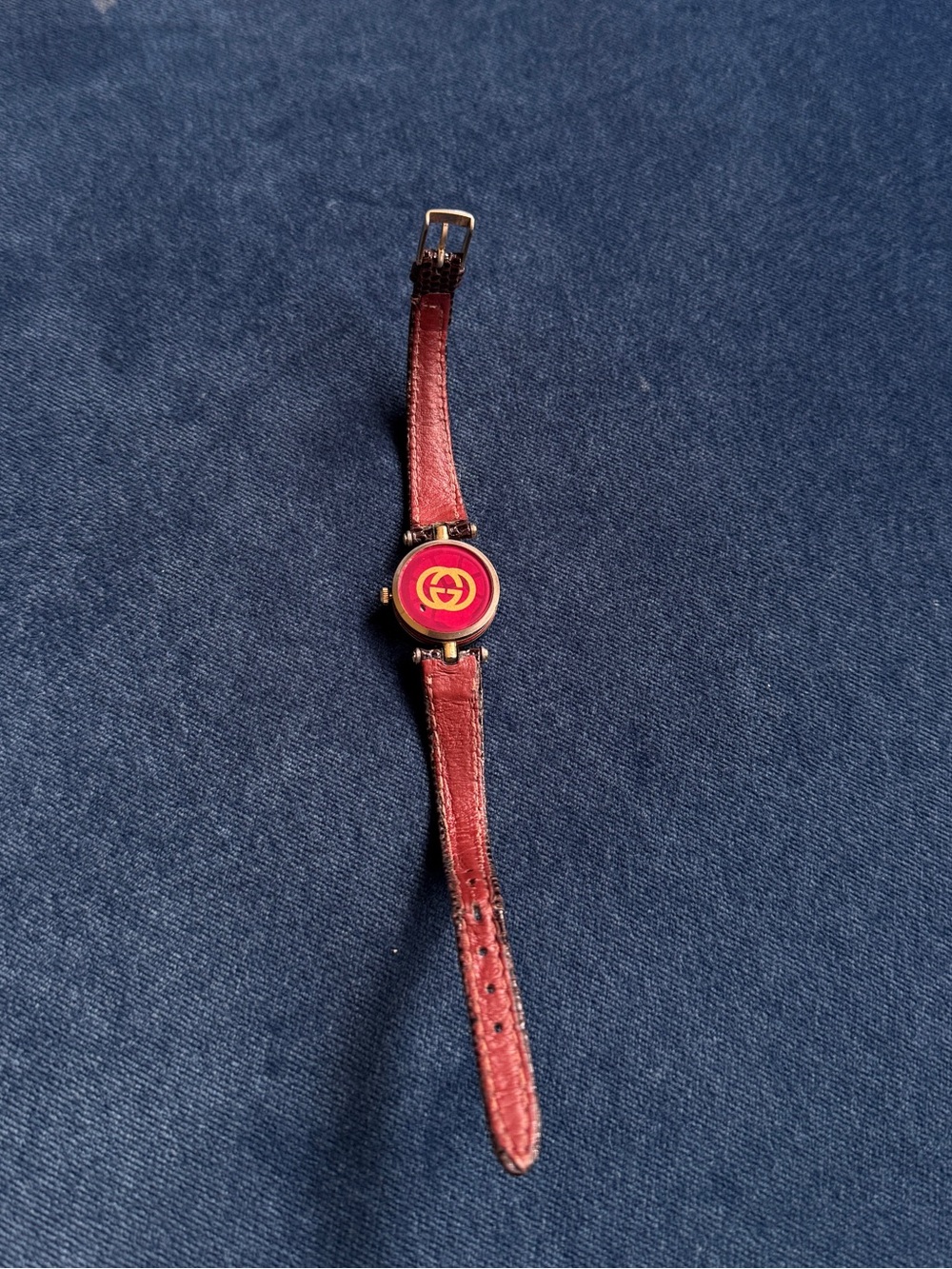 Vintage Gucci 1980’s Two Toned Wristwatch Brown Lizard Strap . - Picture 3 of 8